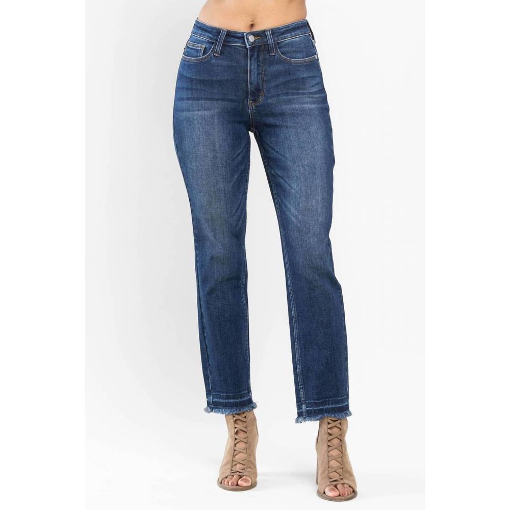 NEW JUDY BLUE high waist release hem non distressed slim jeans in medium wash